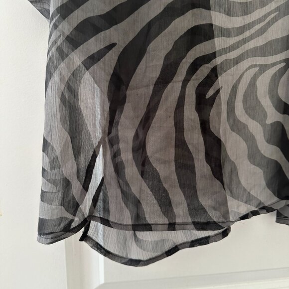 Betsey Johnson Gray Black Zebra Print Sheer Short Kimono OSFA Y2K Dark Boho - Picture 11 of 13